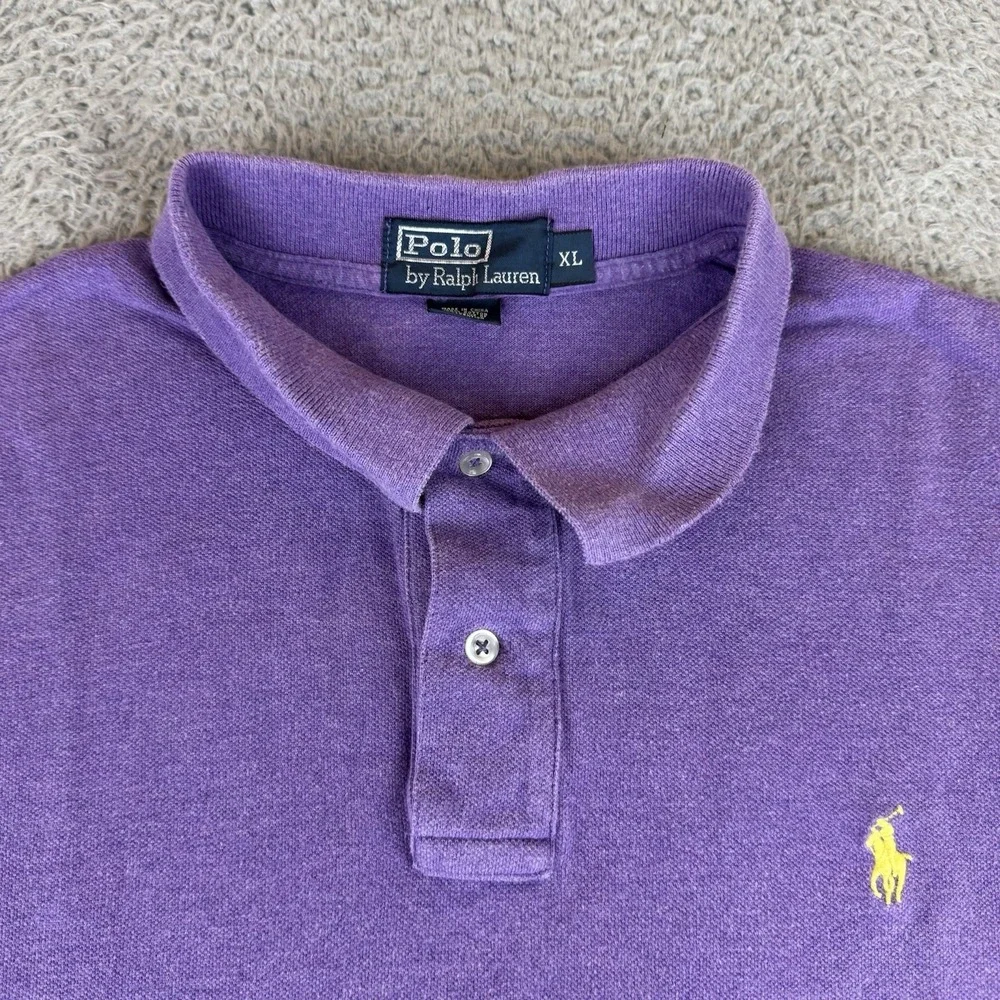 Polo by Ralph Lauren Polo Shirt Mens Xl Purple Short Sleeve Preppy Casual Vtg